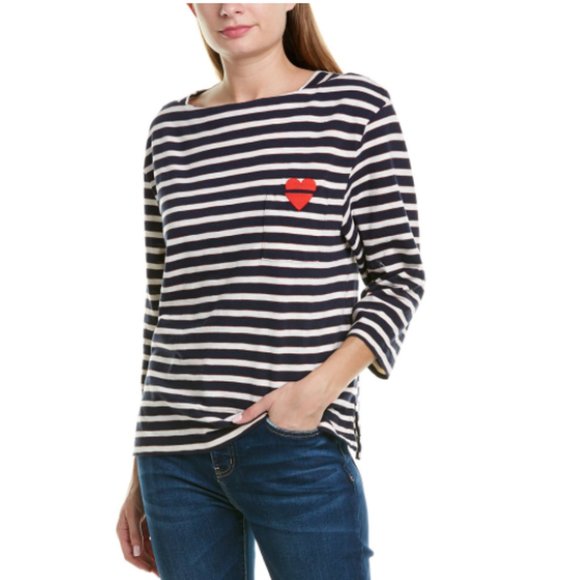 Current/Elliott Tops - Current/Elliott Bay Street Striped Tee Navy XS